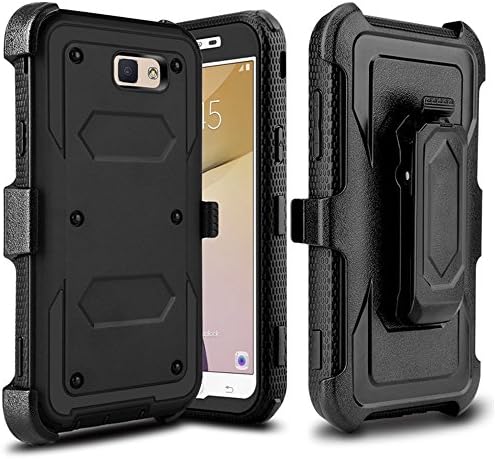 Samsung Galaxy J7 V, J7 Prime, J7 Perx, J7 Sky Pro, J7 2017case, RainWin Dual Layers Rugged Armor Back Cover[Combo Holster] in Kickstand Feature Bundled with[Premium Screen Protector]Shockproof