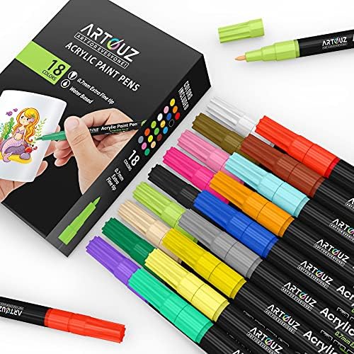 ARTOUZ Acrylic Paint Markers Set with 18 Colors Acrylic Paint Pens for