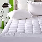 Fitted Quilted Mattress Pad Cover ( 8-21 Inch Deep Pocket ) - Luxurious 300TC 100% Cotton Top - Storm Goose Down Alternative Filled - Full Mattress Topper
