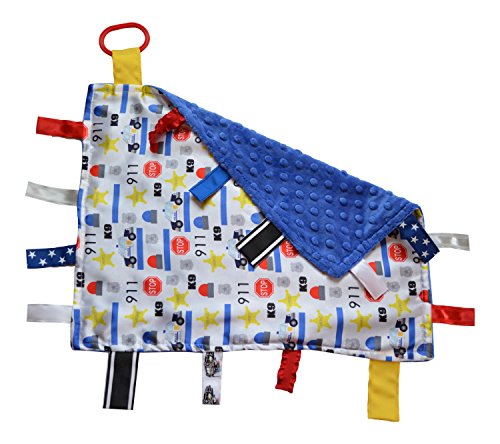 Sensory Baby Tag Blanket, Police Officer, Policeman Blanket 14x18 Lovey - Thumbnail 2