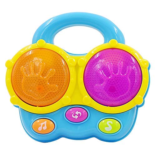 WEofferwhatYOUwant Baby Bongo Drums – Musical Toy with Animal Sounds, Classic Songs & Projector Lights | 3 Play Modes & Soft Volume | Travel Size for Babies 6+ Months | Batteries Included