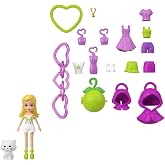 Polly Pocket Dolls Keychain Style Kit Playset | Fruit Themed Fashion Accessories and Bag Charms