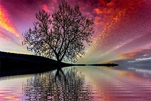 DIY 5D Diamond Painting by Numbers Full Diamond Large Sunset Lakeside Tree Landscape Embroidery Home Decor 26x20 inch / 65x50 cm