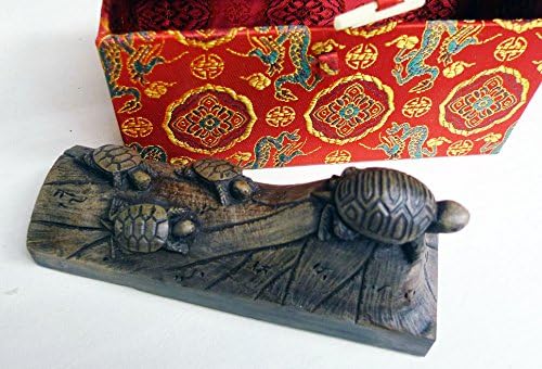 Yuemei Paper Weight Hand Caving from Stone, Happy Tortoises, Small, Natural
