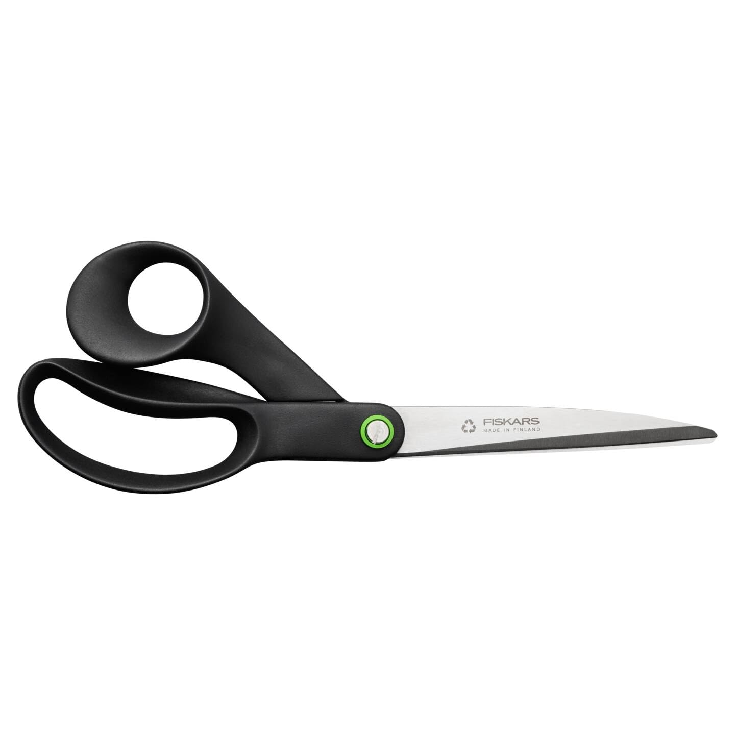 Fiskars ReNew universal scissors, length: 24.9 cm, recycled stainless steel/recycled plastic, functional shape, black, 1074546