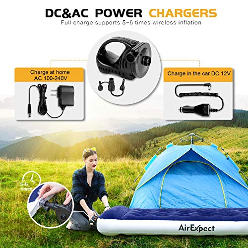 Air Mattress Camping AirBed Twin Size - AirExpect Leak Proof Inflatable Mattress with Rechargeable Electric Pump Built-in Pillow for Guest,Camping,Hiking, Height 9", 2-Year Warranty, Storage Bag - Thumbnail 3