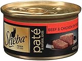 SHEBA Pate in Natural Juices Beef and Chicken Entree Canned Cat Food 3 Ounces (Pack of 24)