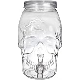 Spooky Skull Clear Plastic Drink Dispenser - 1 Gallon (1 Count) - Unique & Eye-Catching Design Durable & Leak-Proof - Perfect