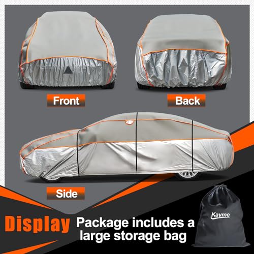 kayme Car Cover Waterproof Anti UV Dustproof Anti Wind Hail Cover Suitable for 3 Volume Cars (475 to 495 cm) 3XL - Grey