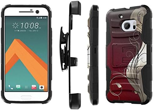 HTC 10 Case, [NakedShield] [Black/Black] Heavy Duty Holster Armor Tough Case + [Screen Protector] - [Red Vines] for HTC One M10 / HTC 10