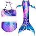 Girls Mermaid Tails for Swimming Bathing Suits Mermaid Theme Swimsuits Toddler Girls Birthday Gift for 3-12Y (C-Purple, 5-6 Years)