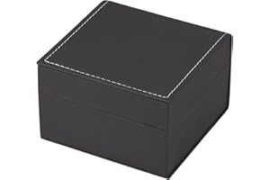 LETURE Luxury Black Single Watch Gift Box with Pillow PU Leather Wristwatch Display Case Organizer for Men