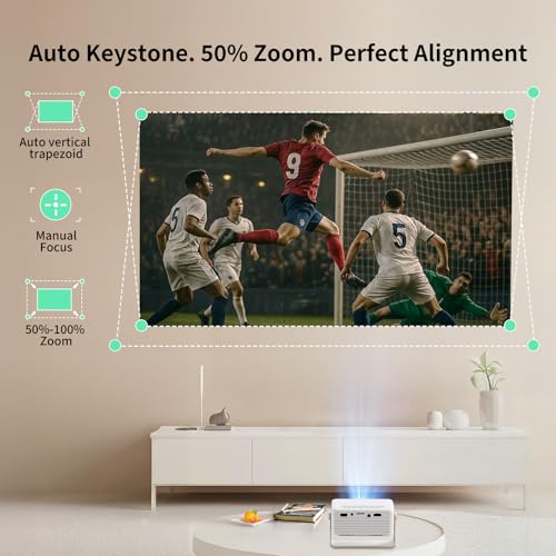 Mini Projector 15000 Lumens, Yoton Y3 Portable Projector, 4K Video Projector Support Full HD 1080P, Car Keystone, 50% Zoom, for Phone/TV Stick/HDMI/USB/TF, Ideal for Cinema Home, Travel