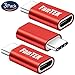 FanTEK USB C Adapter, Type C 3.1 (Male) to Micro USB (Female) Converter for Alcatel Idol 4s, Galaxy Book, Zenpad 3S 10 Z500M, Zenfone 3 Zoom, Galaxy S8, Aluminum Red, 3 Pack