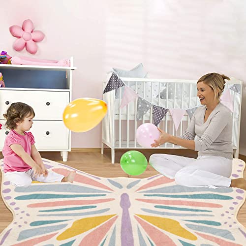 Lukinbox Butterfly Kids Rugs for Girls Bedroom Ultra Soft Kids