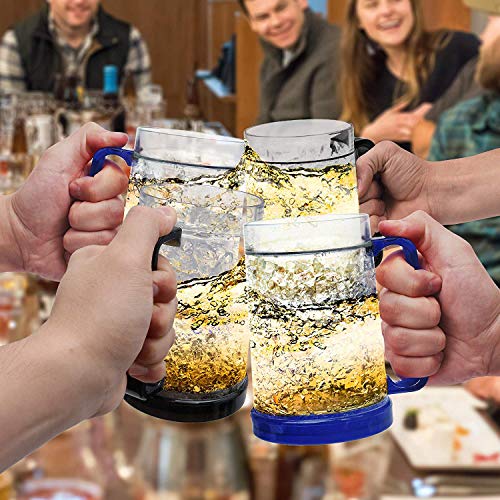 Drinking Glasses Cups, Double Wall Gel Freezer Beer Mugs, Freezer Ice