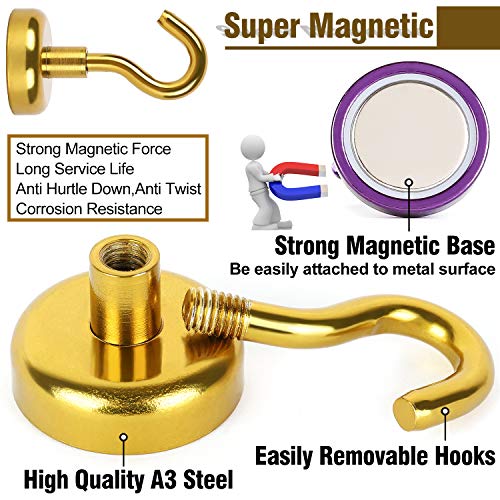 AmHoo Strong Magnetic Hooks Heavy Duty for Indoor Outdoor Kitchen Refrigerator Grill Tools Door Coat Hook Grill Utensils Metal Hanger (Mix Colors,12PCS, 12 LBS)