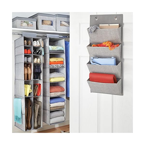 mDesign Organizador de tela para colgar en la barra del armario