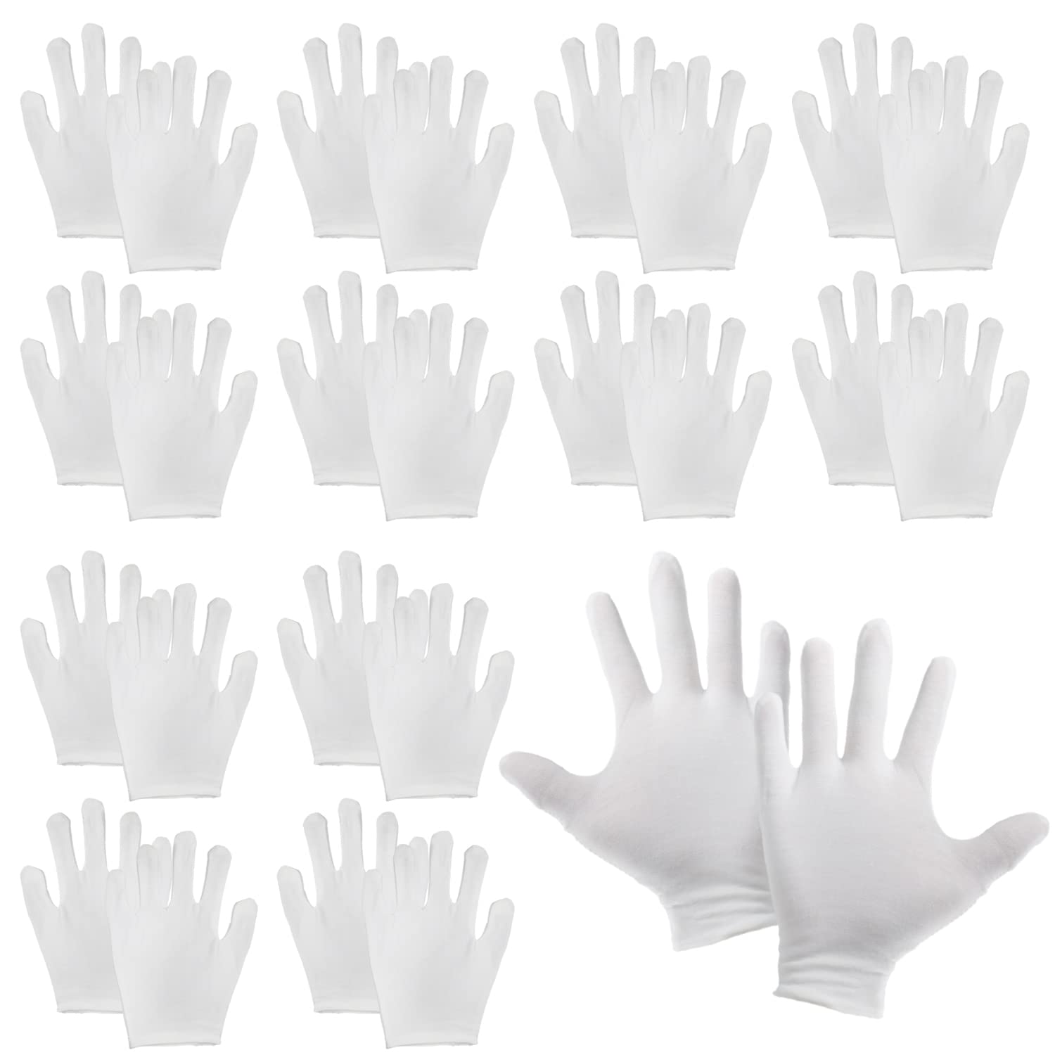 DBOO 12 Pairs White Cotton Gloves, Soft Cotton Gloves for Work, DIY, Dry Hands, Waiters, Drivers, Coin, Jewellery, Silver Inspection Gloves For Child(S)/Women(M)/Men(L) (S)