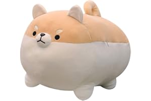 EHOTONG Shiba Inu Dog Plush Pillow, Corgi Stuffed Animal Plush Toy Hug Pillow Gifts for Girl Boy (Brown, 15.7in)