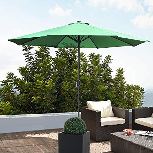 casa.pro Sonnenschirm ø300cm 160g/m² Schirm Marktschirm Kurbelschirm Garten Stahl Polyester Grün – Bild 3