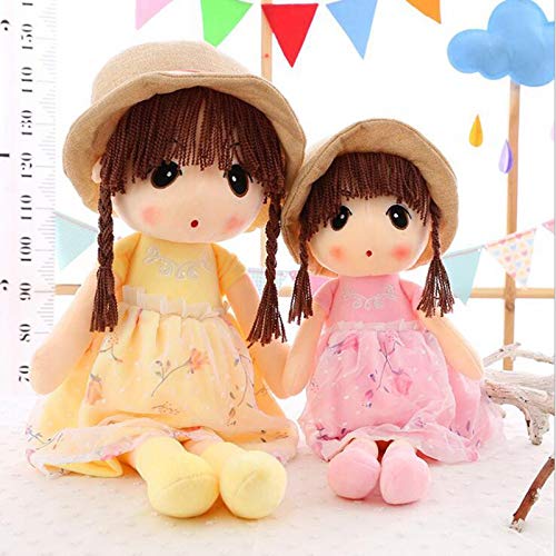 Sweetheart Soft Baby Doll Girl, Plush Stuffed Toy with Hat Skirt, Cute Rag Dolls Baby Girls Sleeping Partner Doll, Xmas Birthday Gift for Kids, 45cm - Pink