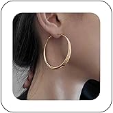 Iaceble Minimalist Gold Hoop Earrings Large Circle Dangle Drop Earrings Matte Endless Hoop Earrings Round Geometric Earrings Statement Earrings Jewelry for Women