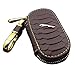 Amooca Waved Genuine Leather Car Remote Key Holder Case Cover Brown Fit for Jaguar With Logo