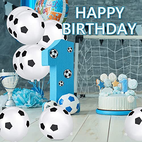 20 Pcs Football Balloons, 12 Inch Black White Soccer Latex, World Cup Theme Party Supplies for Sport Theme, Kids Birthday, Football Fans Party Bag Fillers