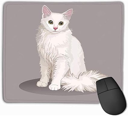 Tapis De Souris Angora Chat Chat Race Favori Animal De Compagnie Charmant Chaton Moelleux Yeux Verts Realiste Cherie 25 30cm Amazon Fr High Tech