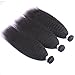 IMAYLI Brazilian Kinky Straight Virgin Hair 3 Bundles Yaki Human Hair Weave 8A Unprocessed Kinky Straight Remy Human Hair Extensions Natural Black(12 14 16)