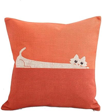 Home Decor Sofa Orange Cat Cotton Throw Pillow Cover