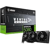 msi Gaming RTX 5080 16G Ventus 3X OC Black Graphics Card (16GB GDDR7, 256-bit, Extreme Clock 2640 MHz, DisplayPort x 3 2.1a, HDMI 2.1b, NVIDIA Blackwell Architecture)