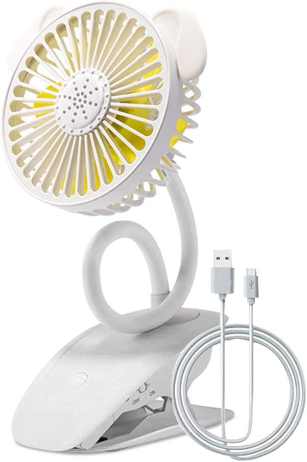 2019 Version Baby Stroller Fan USB Silent Desk Fan with LED Lights 3 Speeds Adjustable Aromatherapy Fan Clip Folding Mini Fan for Pram, Desk, Office, Carseat, Bed, Home Camping and Travel
