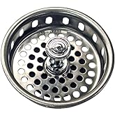 Danco 80900 Universal Basket Strainer With Drop Center Post, Stainless Steel, Chrome Plated