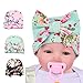 Gellwhu Pink White Blue Newborn Girl Nursery Beanie Hospital Hat with Large Bow (3 Colors Pack A)