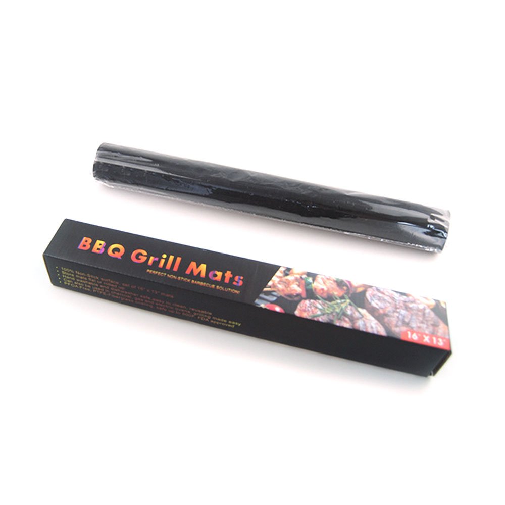 HYCKee Grill Mat Set of 5, Non Stick, Easy to Clean, Heat Resistantand - Grilling Accessories - Works on Gas, Charcoal, Electric Grill and More Black(40cm*33cm)