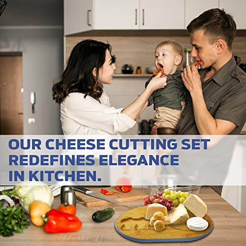image for ZRabbit Bamboo Cheese Board with Cutlery Set | Modern Fancy Design | S