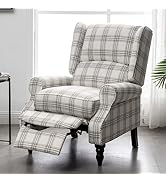MELLCOM Upholstered Wingback Massage Recliner Chair,Traditional Push Back Recliner with Padded Se...