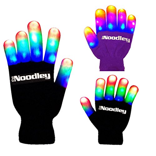 The Noodley's Flashing LED Light Gloves - Kids Size and Adult Size - Extra Batteries