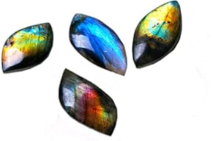 Wixine 4Pcs Natural Labradorite Stone Crystal Moonstone Rough Rock From Madagascar Gift