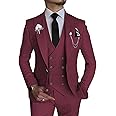 Wangyue Men's 3 Piece Slim Fit Suit Double Breasted Suit Men Formal Suit for Wedding Prom Dinner Party