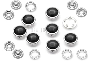 CRAFTMEMORE 20 Sets 10.5MM Black Pearl Snaps Fasteners Pearl-Like Button for Western Shirt Clothes Popper Studs (Black)