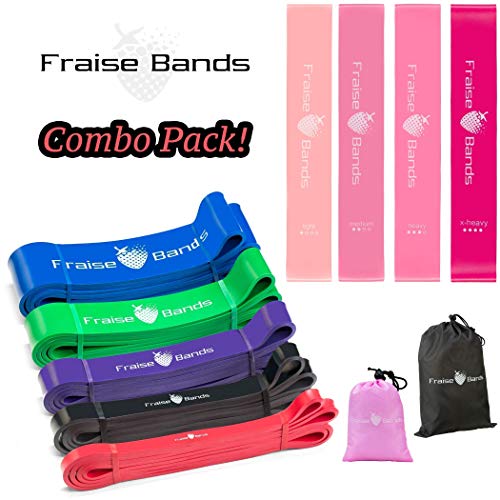Resistance Bands Set - Pack of 9 - Heavy Duty Exercise Bands Stretch Set | Booty Bands for Legs and Glutes | Workout Gym Bands for Excersize / Muscle Building | Butt Shape Bands with Carry Bag