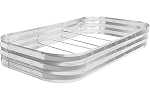 Colorfulbeetle Galvanized Raised Garden Bed Kit, Large Metal Raised Garden Beds for Vegetables, Galvanized Planter Raised Garden Boxes Outdoor (Silver)