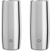 SNOWFOX Premium Vacuum Insulated Stainless Steel Cocktail Glass / Drink Tumbler, Set of 2, Drinks Stay Icy Cold, Thermal Highball Glasses, Elegant Home Entertaining, Classic Barware, 14.5 oz
