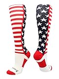 MadSportsStuff USA American Flag Stars and Stripes Over The Calf Socks