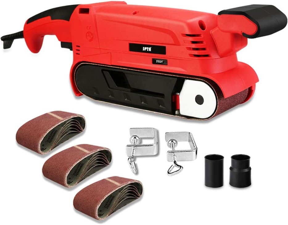 SPTA Belt Sander 900W, 3×21Inch Bench Sander with Variable Speed 240