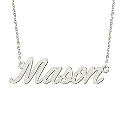 BYBWBL Mason Name Pendant Necklace Silver Color