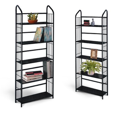 2 Black Metal Book Shelves / Cases Kitchen & Dining